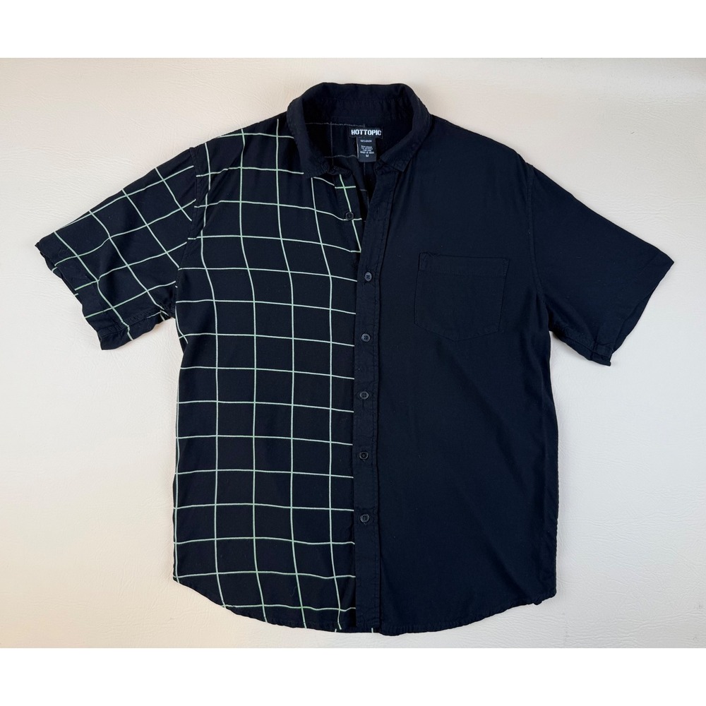 Emo Goth Button Down Shirt Split Grid Design Size M Hot Topic